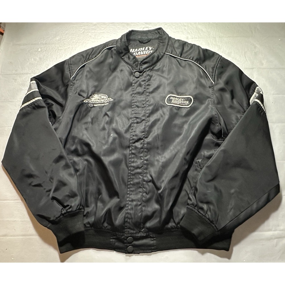 Harley Davidson Racing Jacket Men XL Black Screamin Eagle Nylon Motorcycle